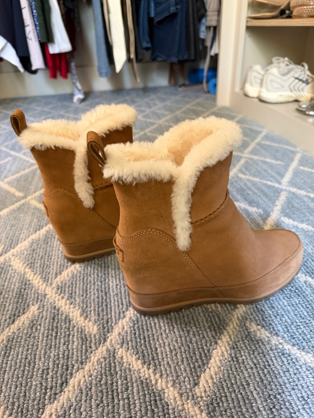 UGG Womens Chestnut Shearling Ankle Boots with hidden wedge heel